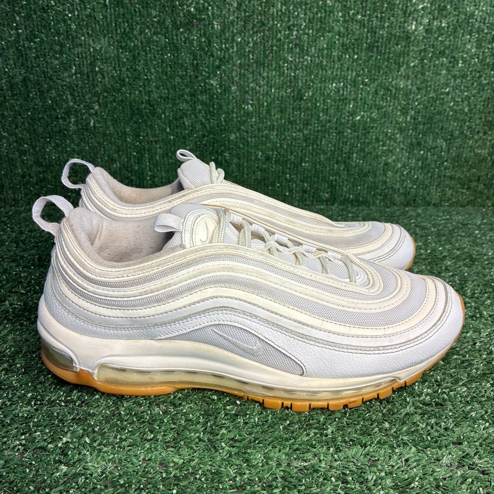 Nike Air Max 97 Gum Sole DJ2740-100 Leather Running Sneakers White Mens Size 10